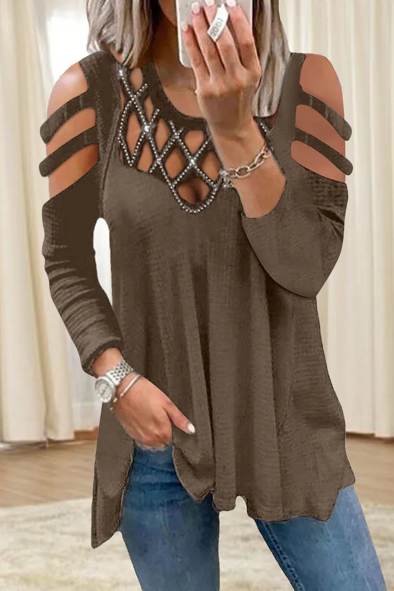 Casual Solid Patchwork Hot Drill O Neck Tops