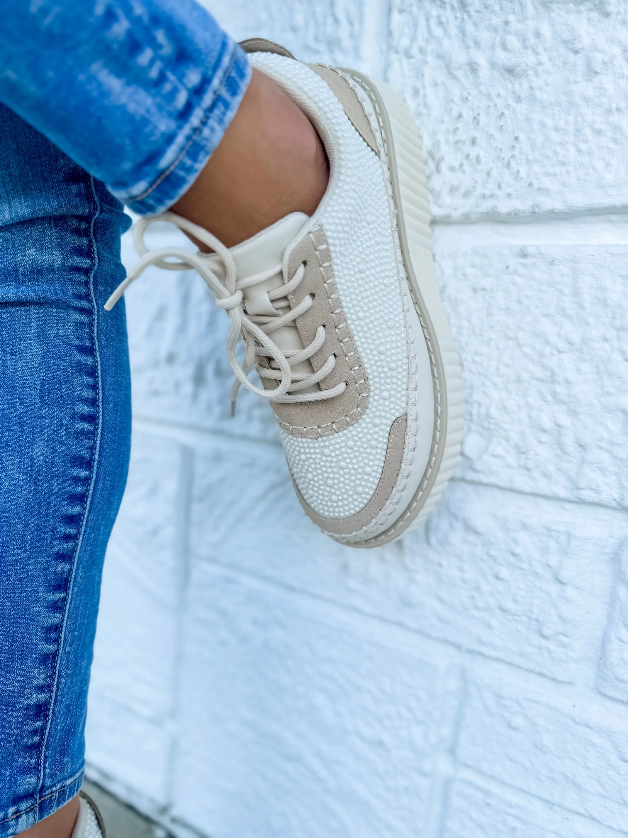 Cele cream pearl sneakers