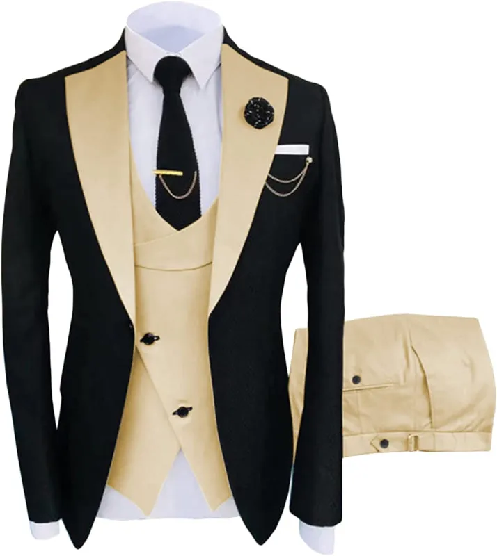 Champagne Shawl Lapel Three Pieces Prom Slim Fit Costume Made Tuxedo Party Singer Groom