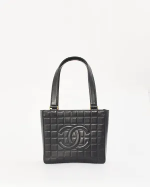 Chanel Black Leather E/W Chocolate Bar Tote Bag