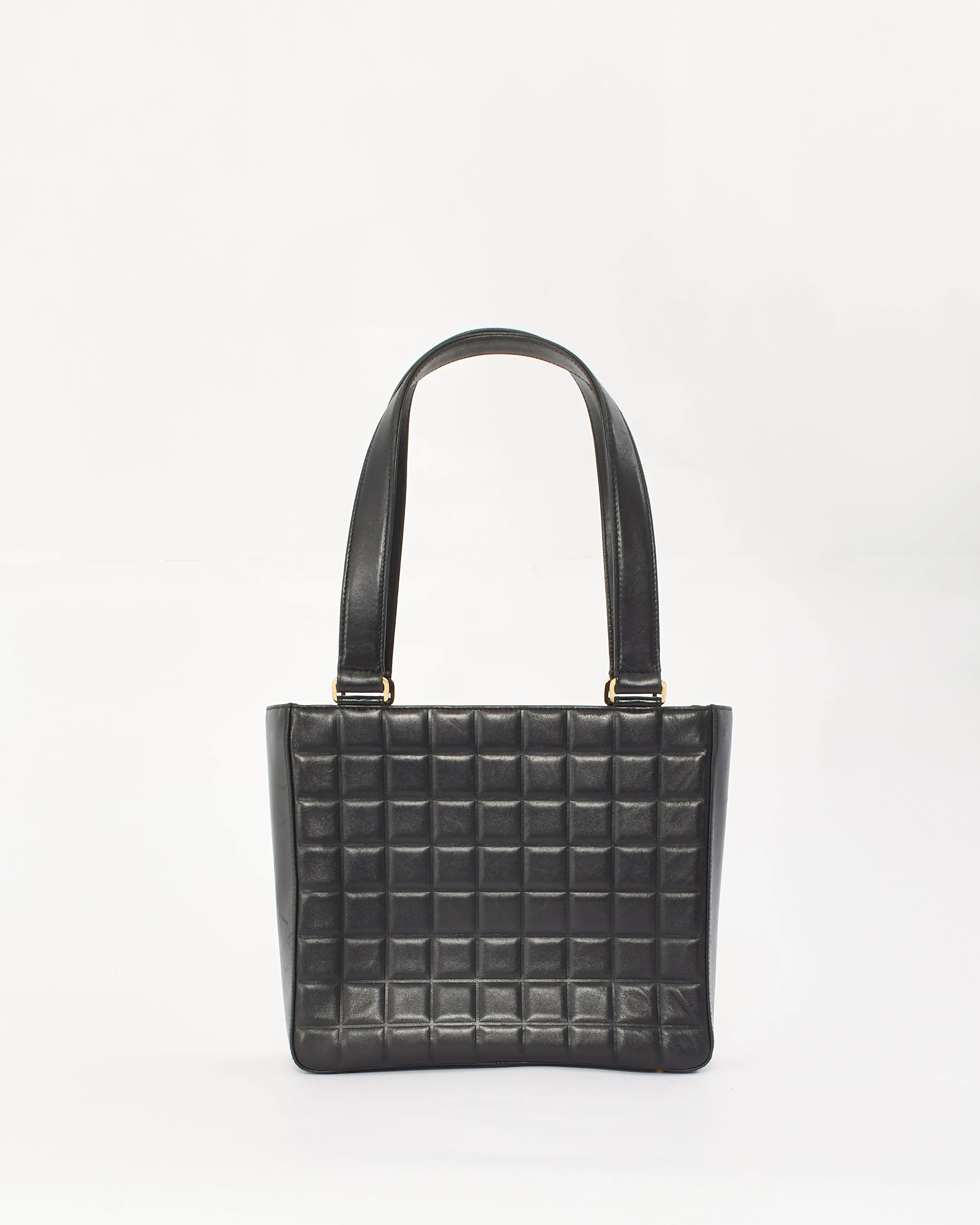 Chanel Black Leather E/W Chocolate Bar Tote Bag