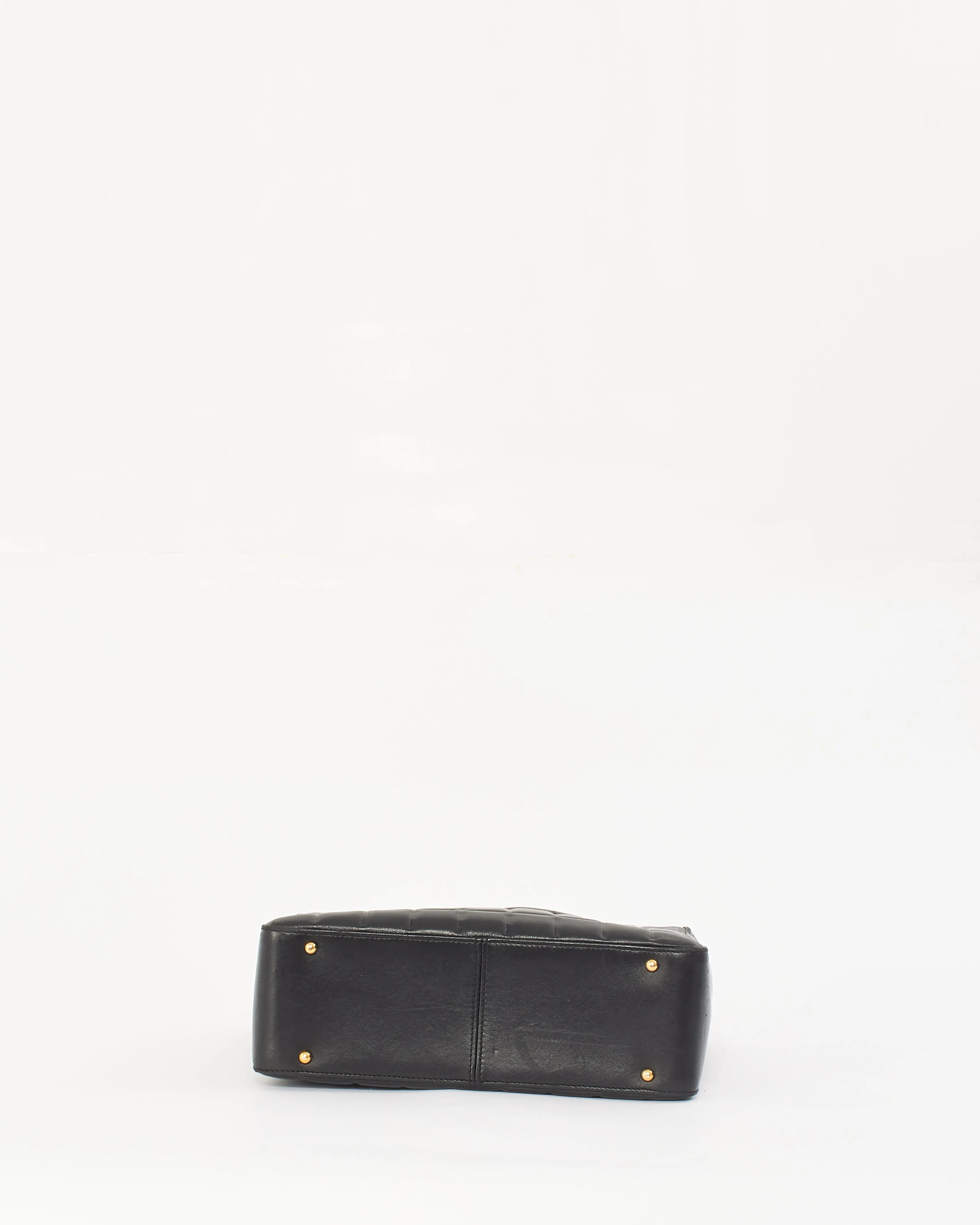 Chanel Black Leather E/W Chocolate Bar Tote Bag