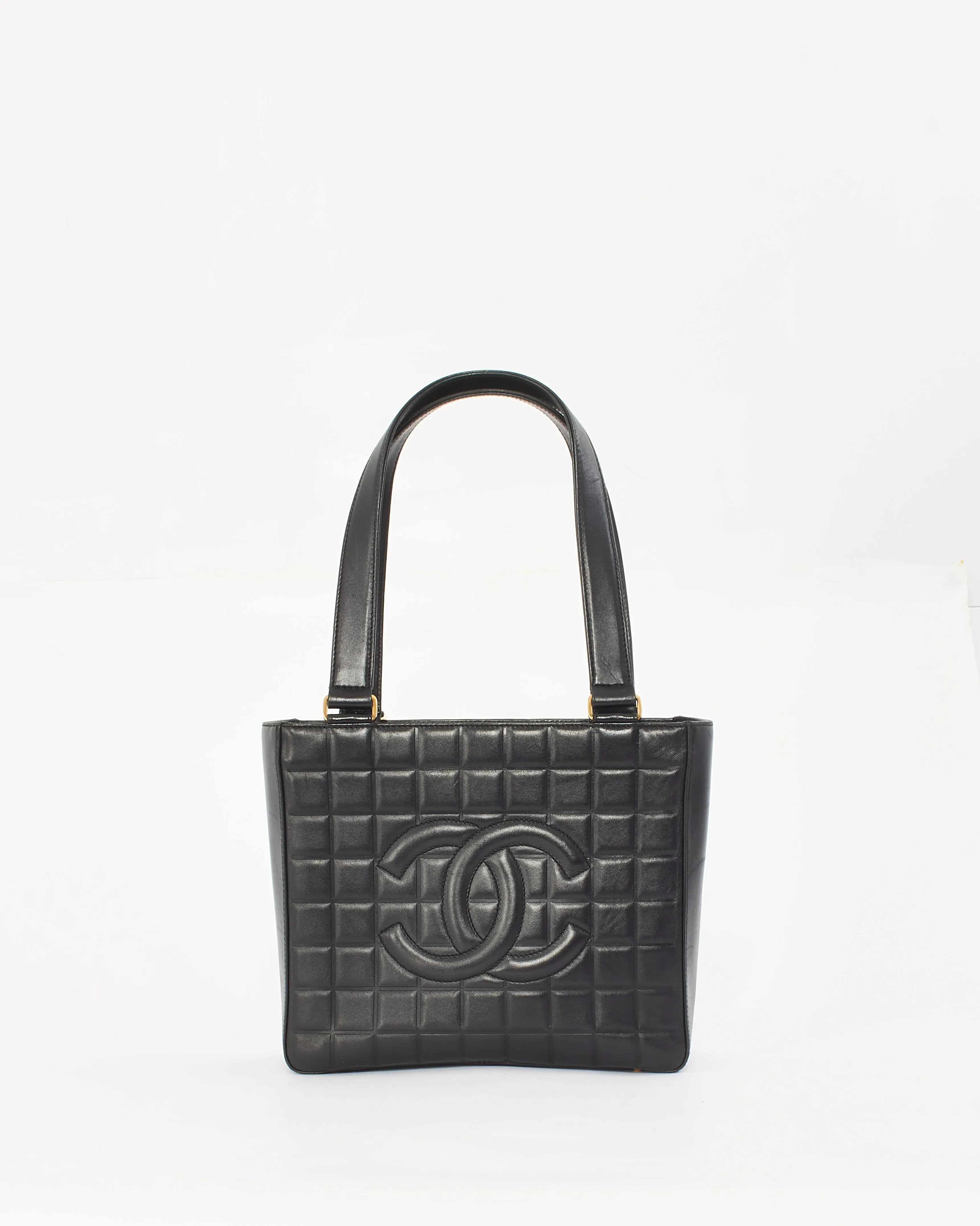 Chanel Black Leather E/W Chocolate Bar Tote Bag