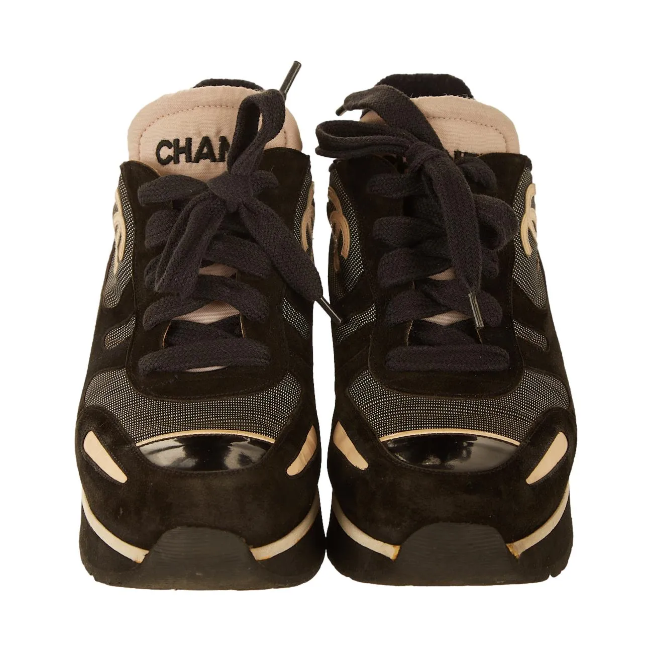 Chanel Black Logo Platform Sneakers