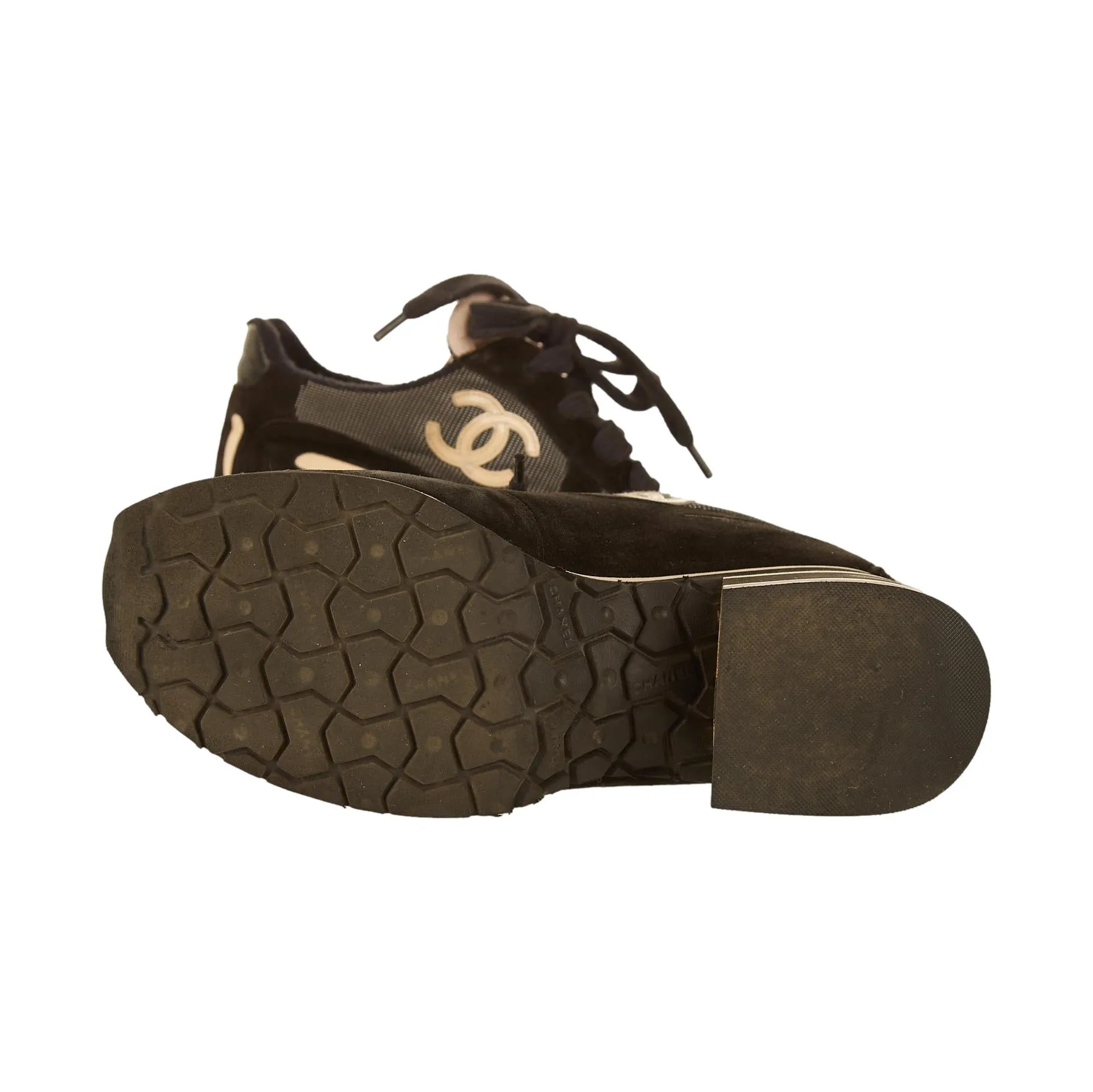 Chanel Black Logo Platform Sneakers