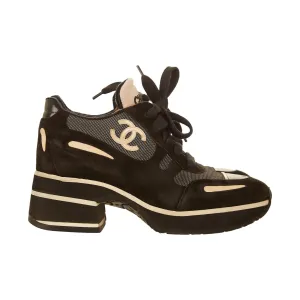 Chanel Black Logo Platform Sneakers