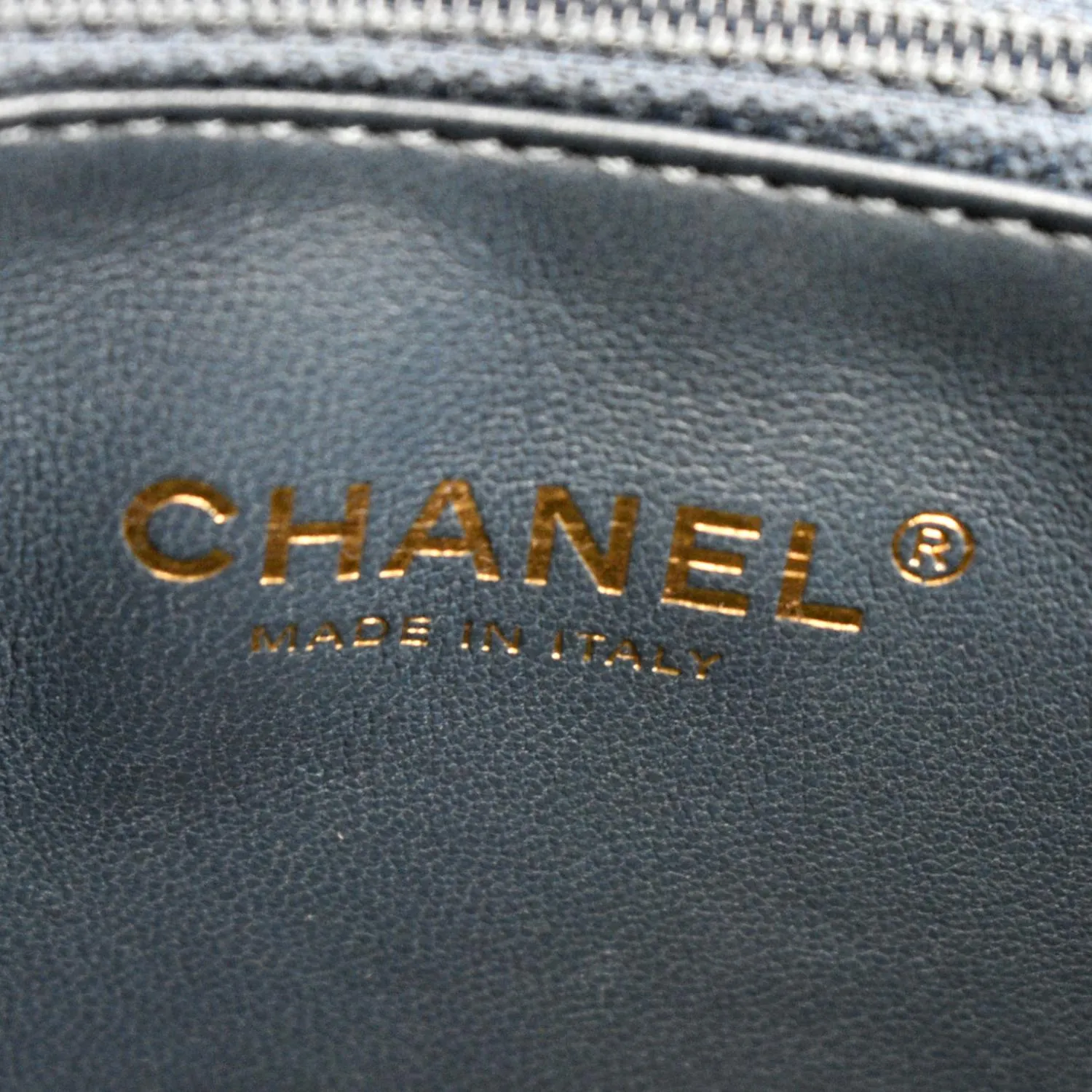 CHANEL Small Straight Lined Shopping Quilted Leather Tote Bag Blue