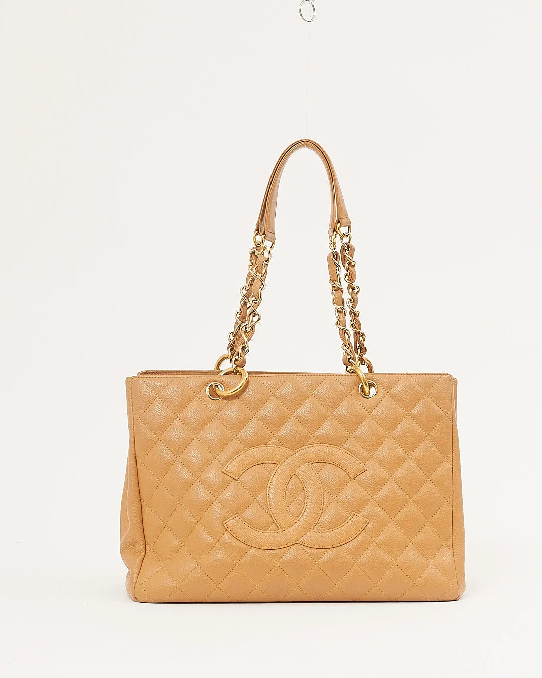 Chanel Tan Caviar Quilted Leather Grand Shopping Tote Bag