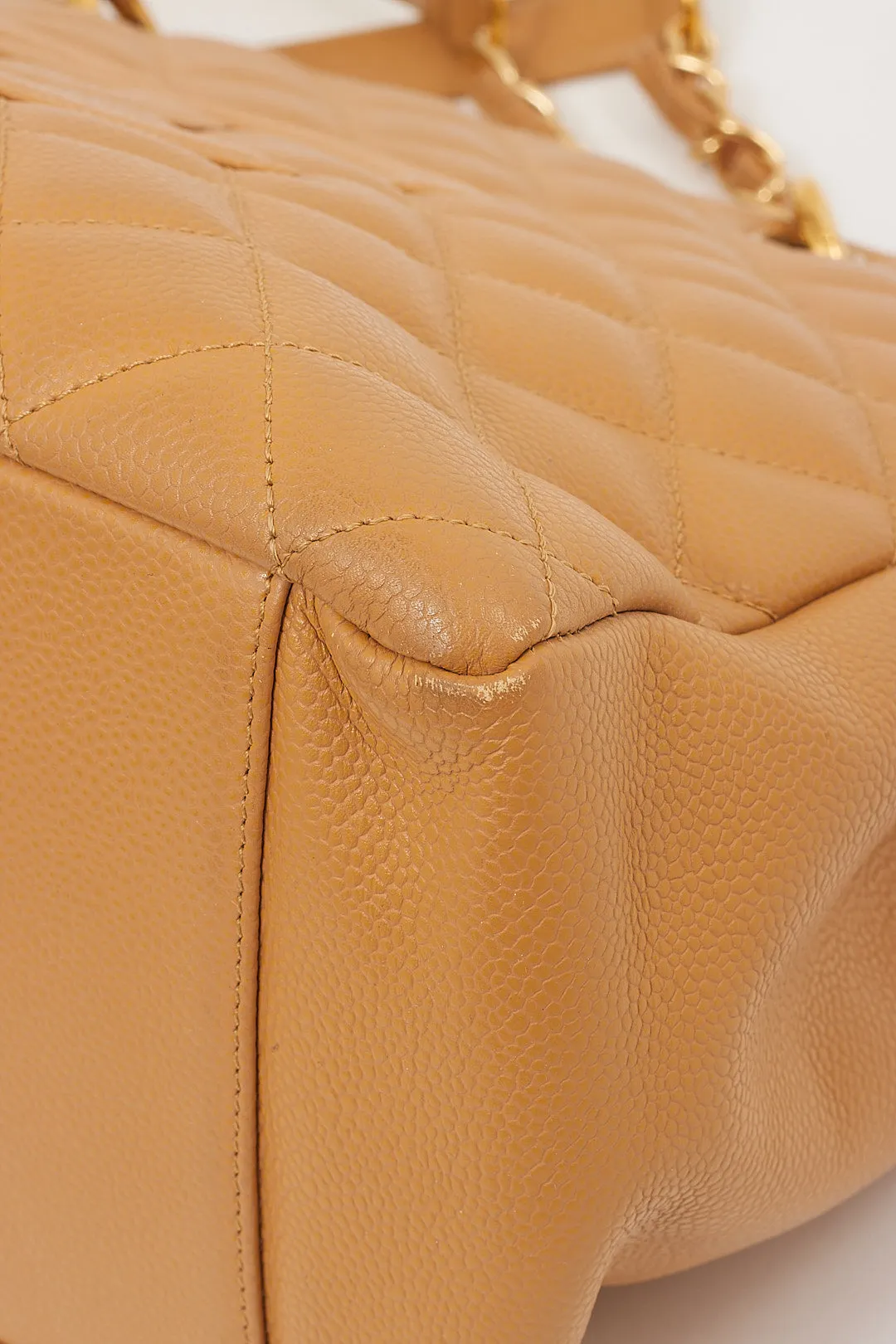 Chanel Tan Caviar Quilted Leather Grand Shopping Tote Bag