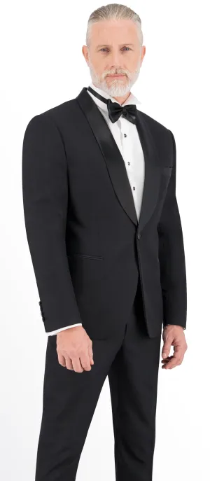 Charcoal Black with Rust Self Stripe Short Tuxedo