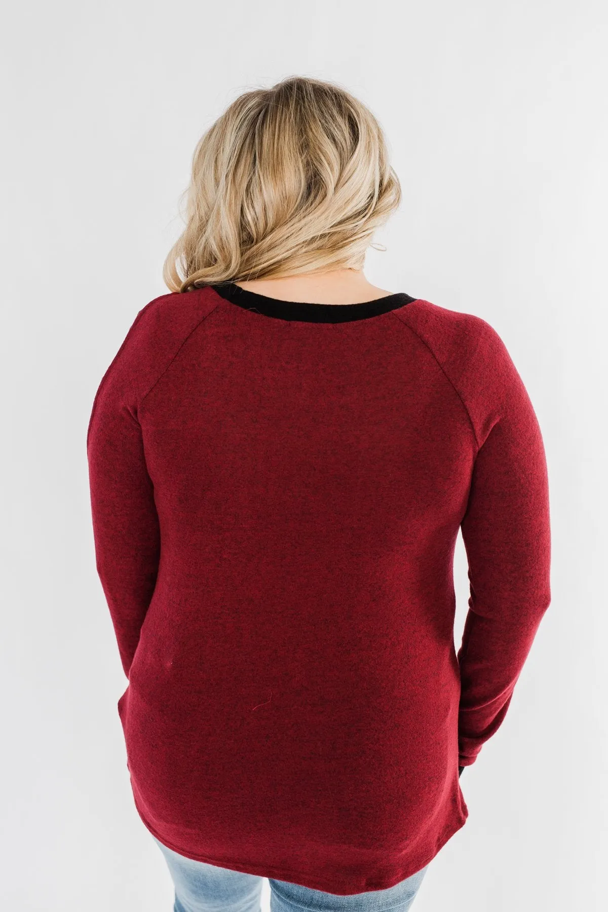 Chasing Dreams Cold Shoulder Top- Burgundy