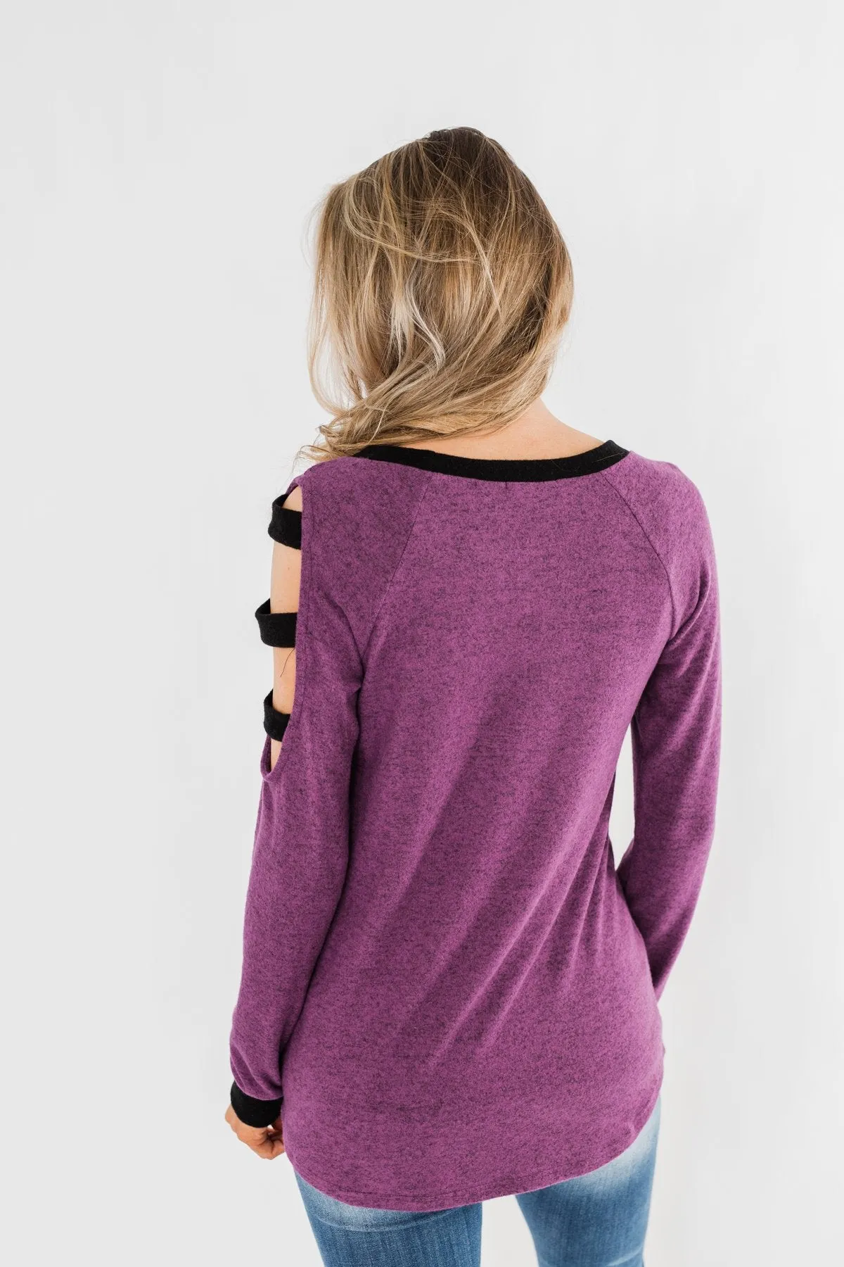 Chasing Dreams Cold Shoulder Top- Plum