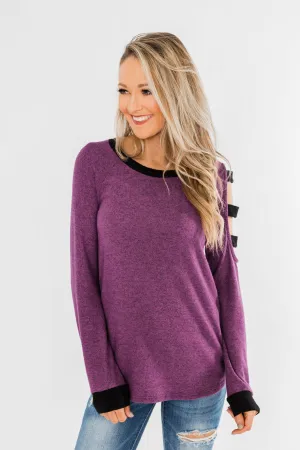 Chasing Dreams Cold Shoulder Top- Plum