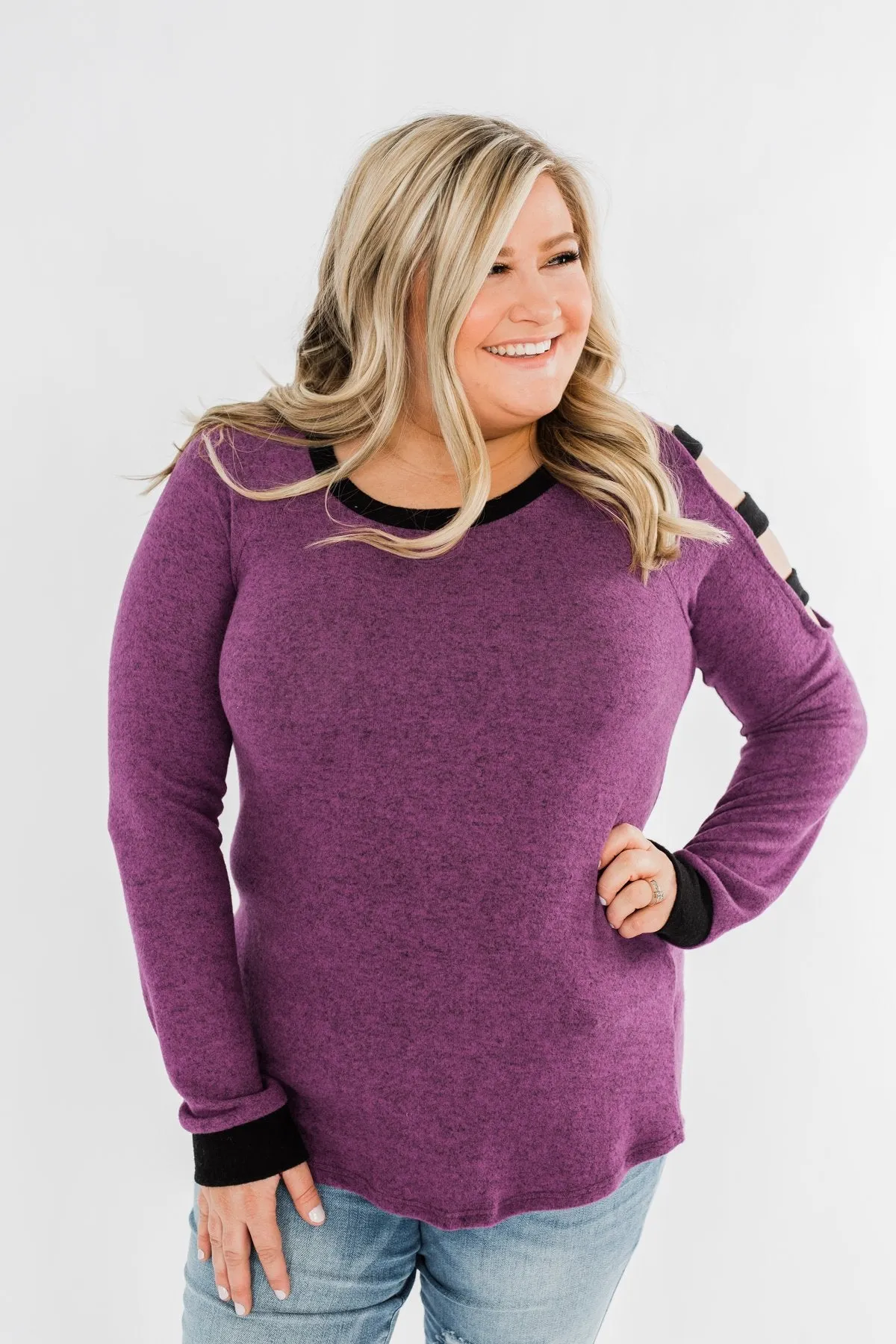 Chasing Dreams Cold Shoulder Top- Plum