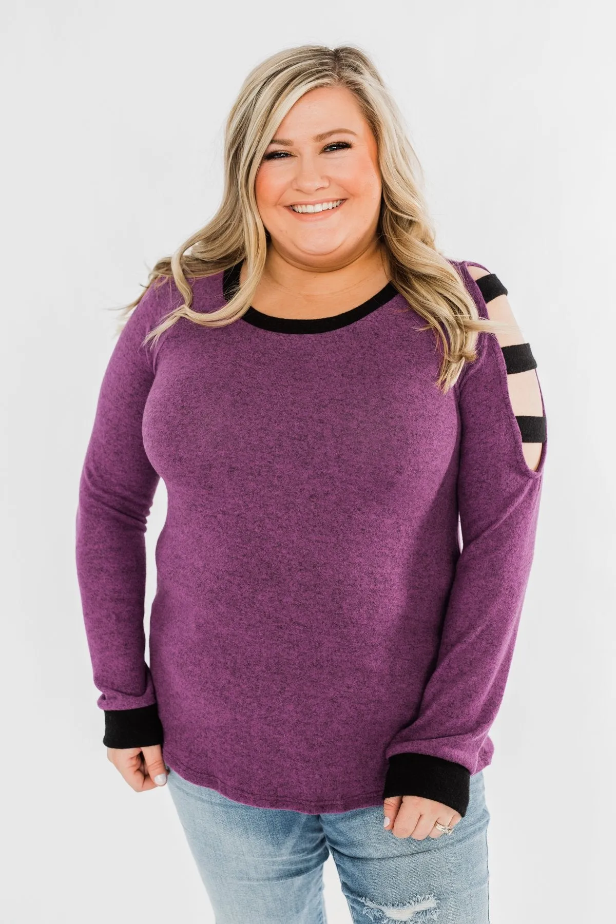 Chasing Dreams Cold Shoulder Top- Plum