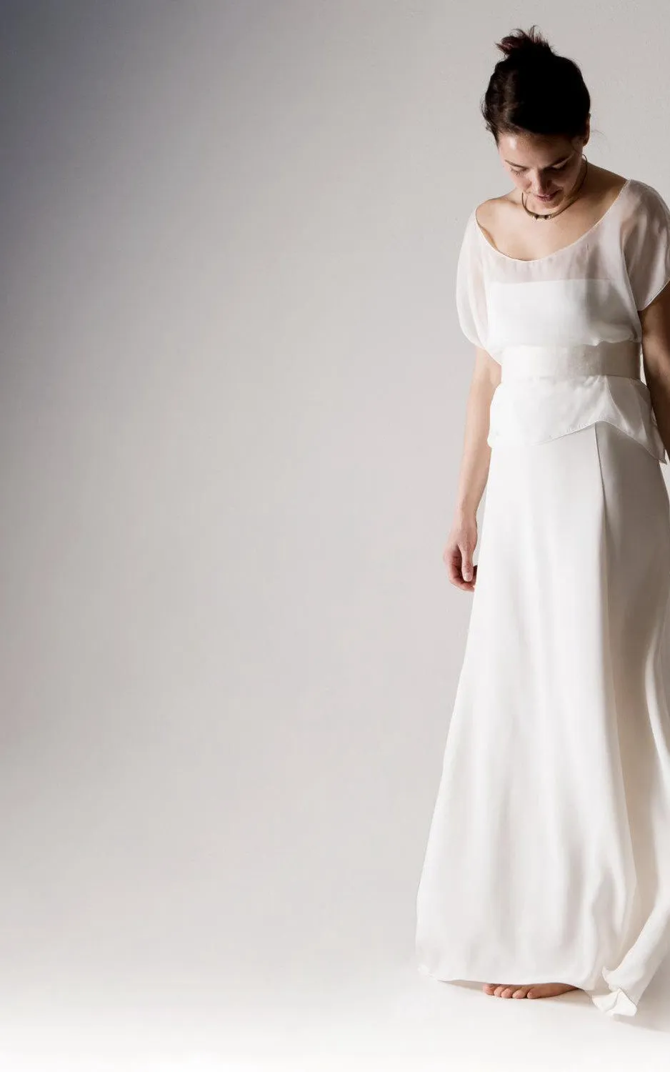 Chiffon A-Line Short Sleeve Two Piece Dress With Scoop Neck-ET_711410