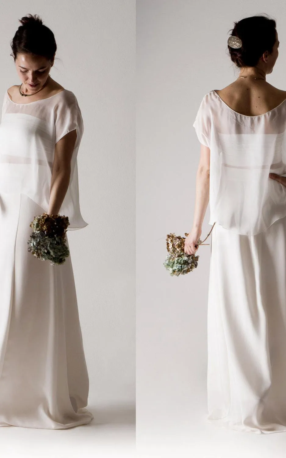 Chiffon A-Line Short Sleeve Two Piece Dress With Scoop Neck-ET_711410