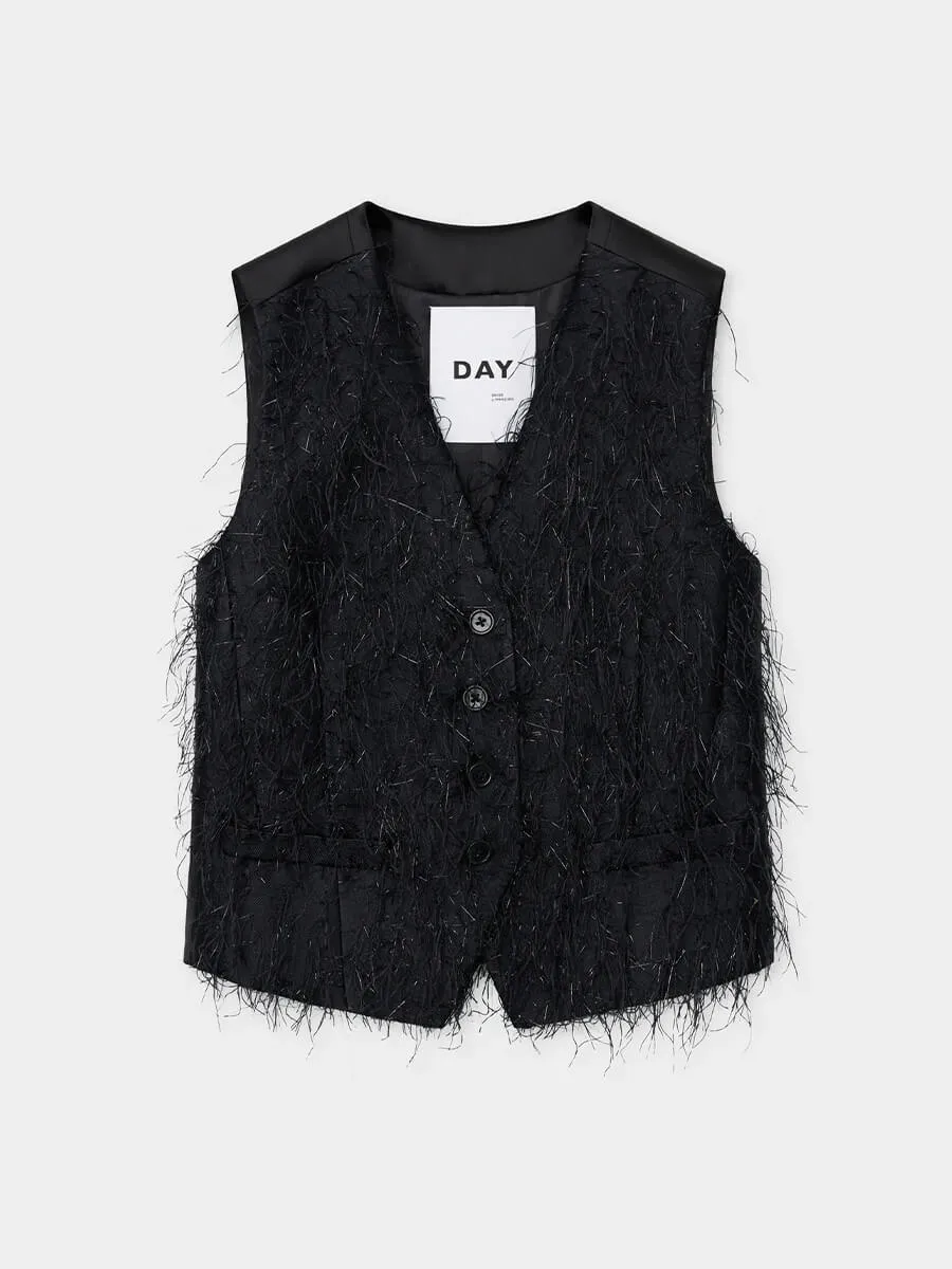 Christa Frayed Jacquard RD - Black
