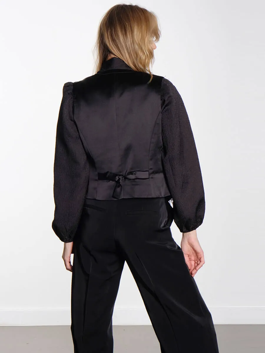 Christa Frayed Jacquard RD - Black