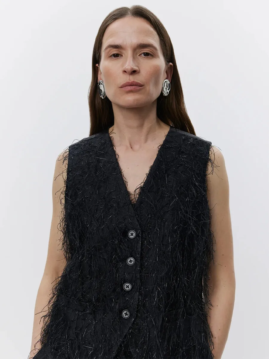 Christa Frayed Jacquard RD - Black
