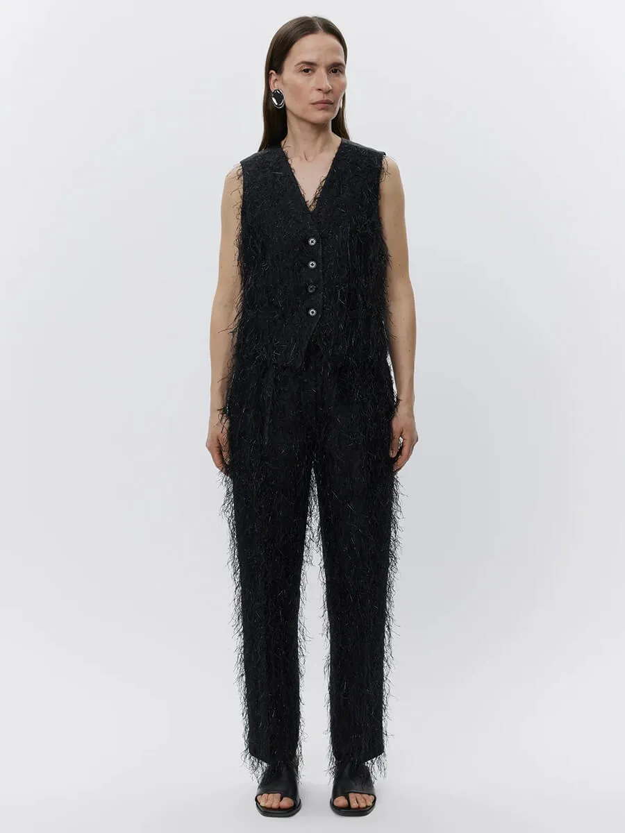 Christa Frayed Jacquard RD - Black