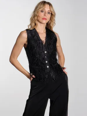 Christa Frayed Jacquard RD - Black