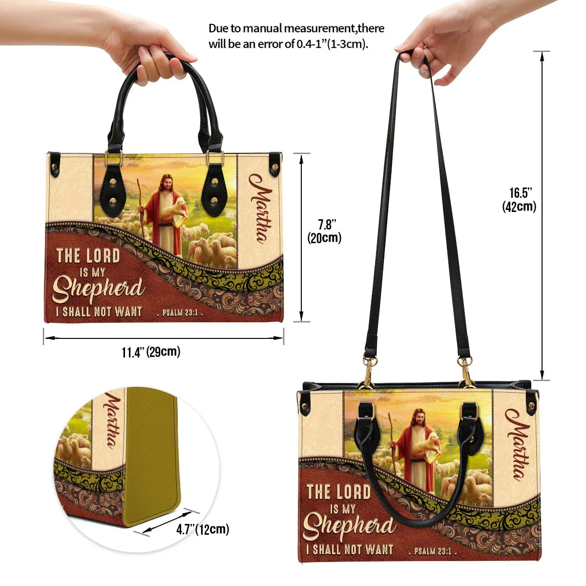 Christianart Designer Handbags, The Lord Is My Shepherd PSALM 23:1, Personalized Gifts, Gifts for Women.