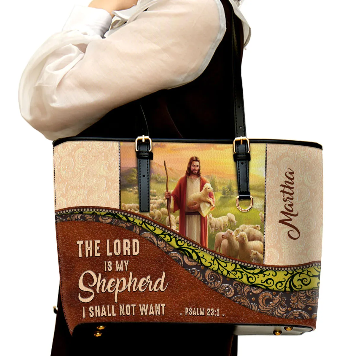 Christianart Designer Handbags, The Lord Is My Shepherd PSALM 23:1, Personalized Gifts, Gifts for Women.