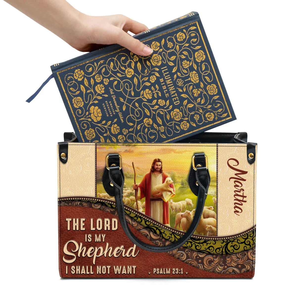 Christianart Designer Handbags, The Lord Is My Shepherd PSALM 23:1, Personalized Gifts, Gifts for Women.
