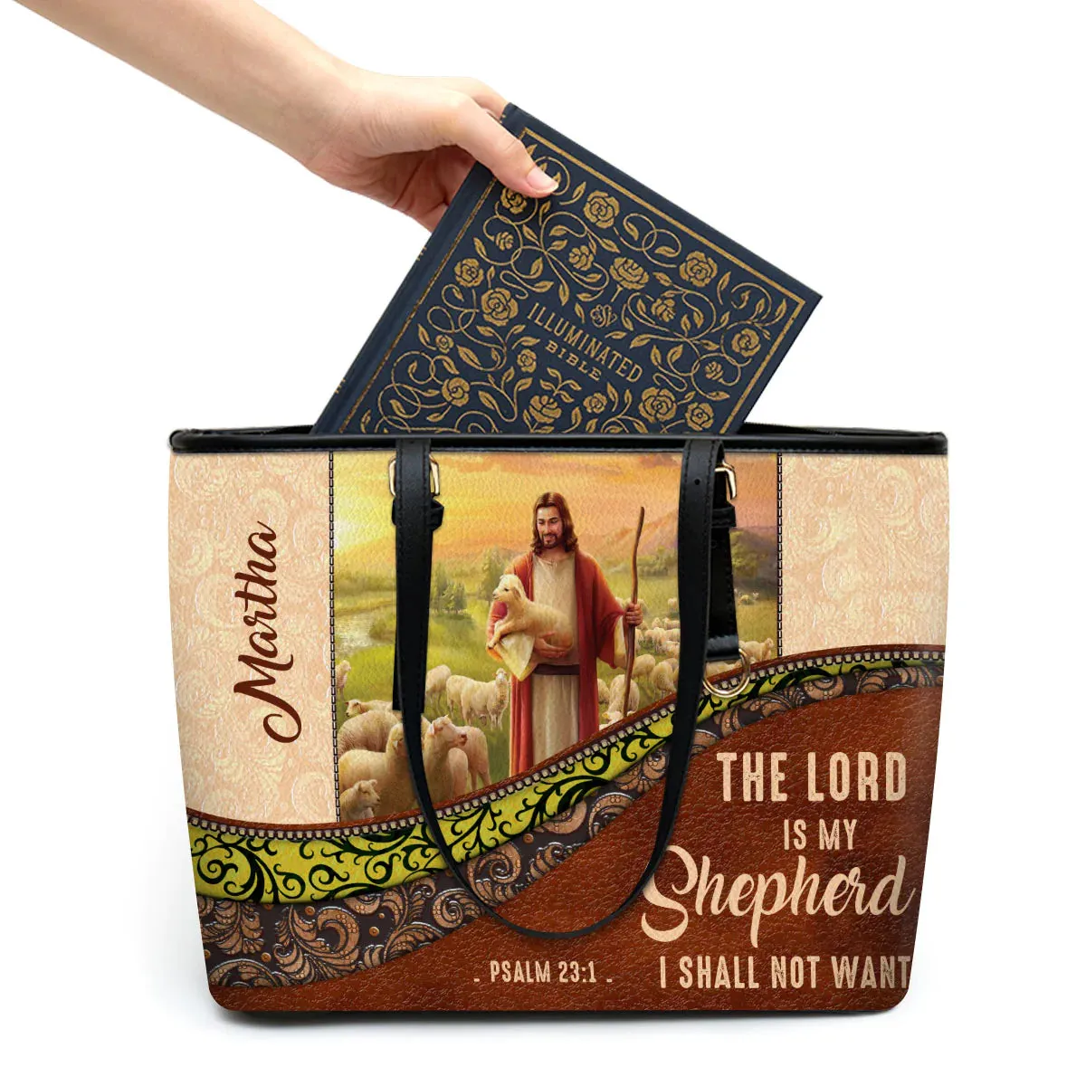 Christianart Designer Handbags, The Lord Is My Shepherd PSALM 23:1, Personalized Gifts, Gifts for Women.