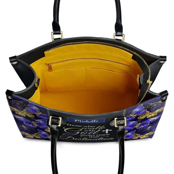 Christianart Designer Handbags, Those Who Walk With God Always Reach Their Destination Butterfly, Personalized Gifts, Gifts for Women.