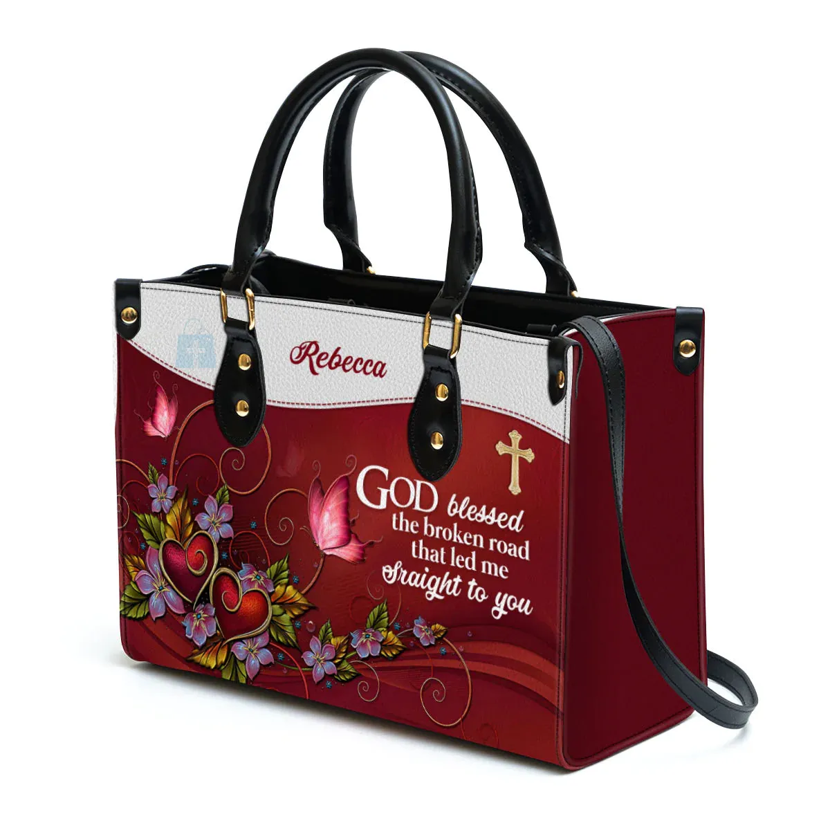 Christianart Handbag, God Blessed The Broken Road That Led Me Straight To You, Personalized Gifts, Gifts for Women, Holiday Gift.