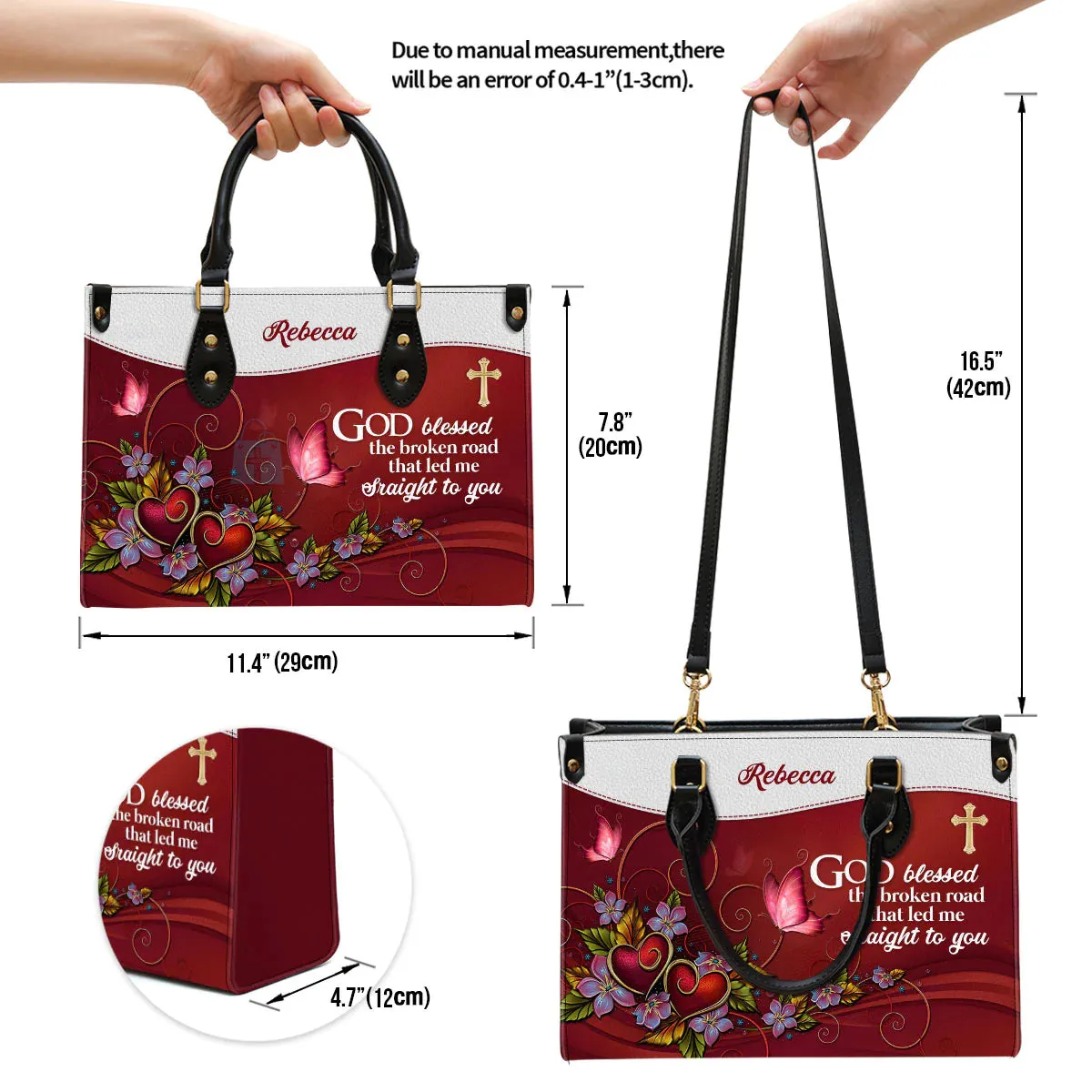 Christianart Handbag, God Blessed The Broken Road That Led Me Straight To You, Personalized Gifts, Gifts for Women, Holiday Gift.
