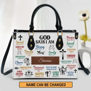 Christianart Handbag, Personalized Hand Bag, What God Says About You, Personalized Gifts, Gifts for Women.