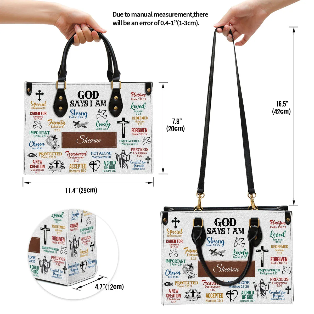 Christianart Handbag, Personalized Hand Bag, What God Says About You, Personalized Gifts, Gifts for Women.