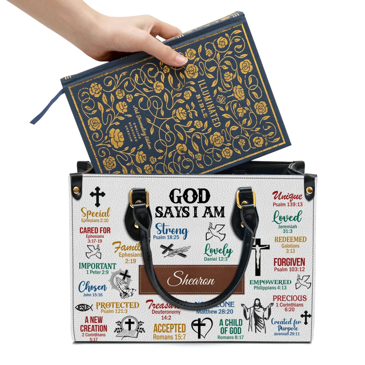 Christianart Handbag, Personalized Hand Bag, What God Says About You, Personalized Gifts, Gifts for Women.