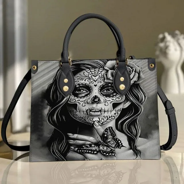 Christianart Personalized Gifts For Women, Purple Skull Leather Bag Handbag Purse for Women Fashion Small Casual Tote Luxury Shoulder Messenger Bolsa Female.