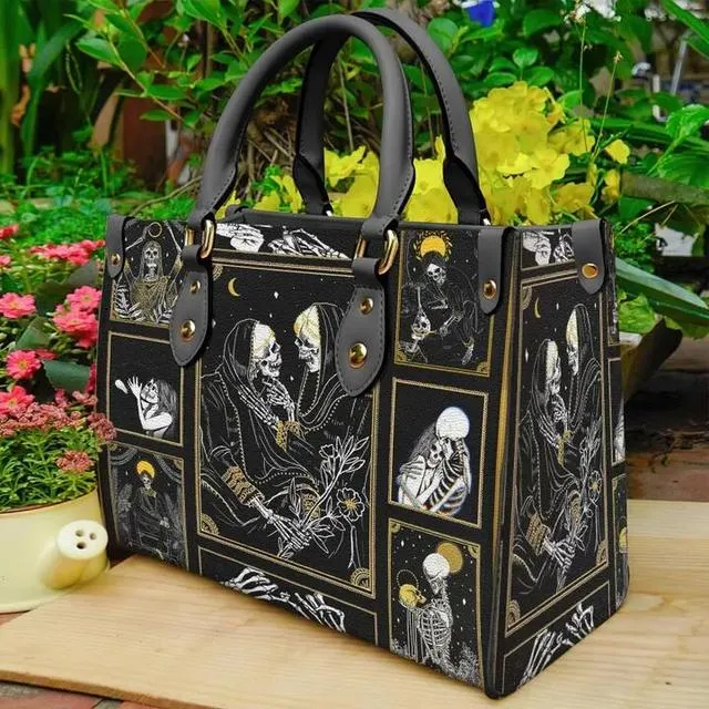 Christianart Personalized Gifts For Women, Purple Skull Leather Bag Handbag Purse for Women Fashion Small Casual Tote Luxury Shoulder Messenger Bolsa Female.