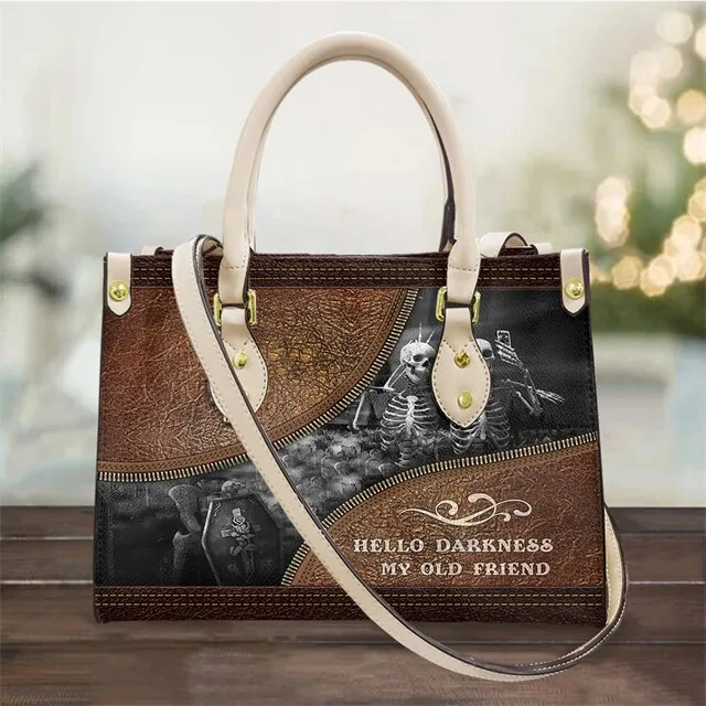 Christianart Personalized Gifts For Women, Purple Skull Leather Bag Handbag Purse for Women Fashion Small Casual Tote Luxury Shoulder Messenger Bolsa Female.