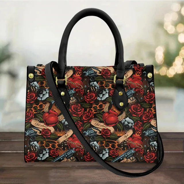 Christianart Personalized Gifts For Women, Purple Skull Leather Bag Handbag Purse for Women Fashion Small Casual Tote Luxury Shoulder Messenger Bolsa Female.