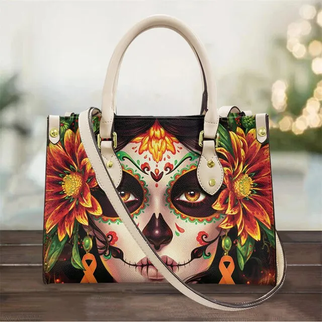 Christianart Personalized Gifts For Women, Purple Skull Leather Bag Handbag Purse for Women Fashion Small Casual Tote Luxury Shoulder Messenger Bolsa Female.