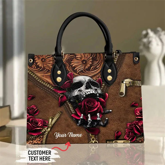Christianart Personalized Gifts For Women, Purple Skull Leather Bag Handbag Purse for Women Fashion Small Casual Tote Luxury Shoulder Messenger Bolsa Female.