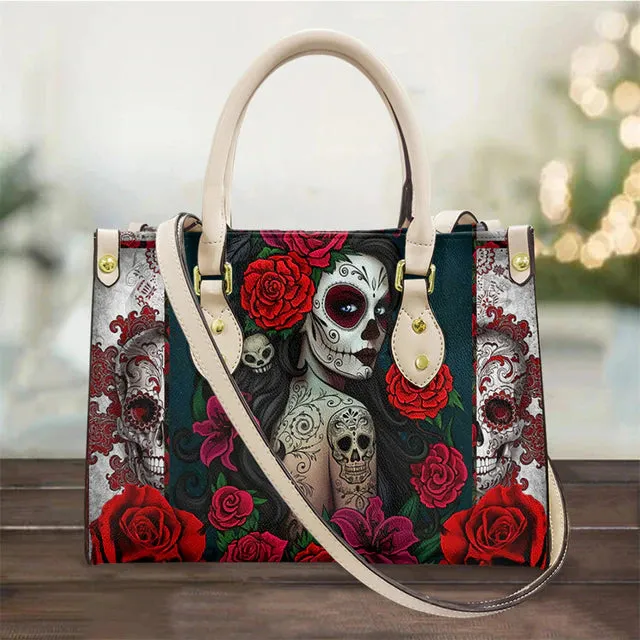 Christianart Personalized Gifts For Women, Purple Skull Leather Bag Handbag Purse for Women Fashion Small Casual Tote Luxury Shoulder Messenger Bolsa Female.