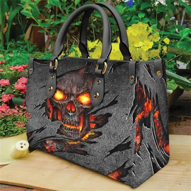Christianart Personalized Gifts For Women, Purple Skull Leather Bag Handbag Purse for Women Fashion Small Casual Tote Luxury Shoulder Messenger Bolsa Female.