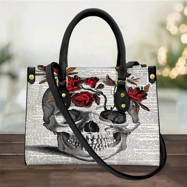 Christianart Personalized Gifts For Women, Purple Skull Leather Bag Handbag Purse for Women Fashion Small Casual Tote Luxury Shoulder Messenger Bolsa Female.