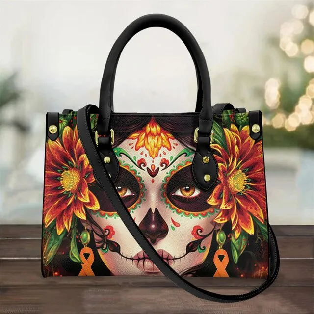 Christianart Personalized Gifts For Women, Purple Skull Leather Bag Handbag Purse for Women Fashion Small Casual Tote Luxury Shoulder Messenger Bolsa Female.
