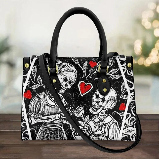 Christianart Personalized Gifts For Women, Purple Skull Leather Bag Handbag Purse for Women Fashion Small Casual Tote Luxury Shoulder Messenger Bolsa Female.