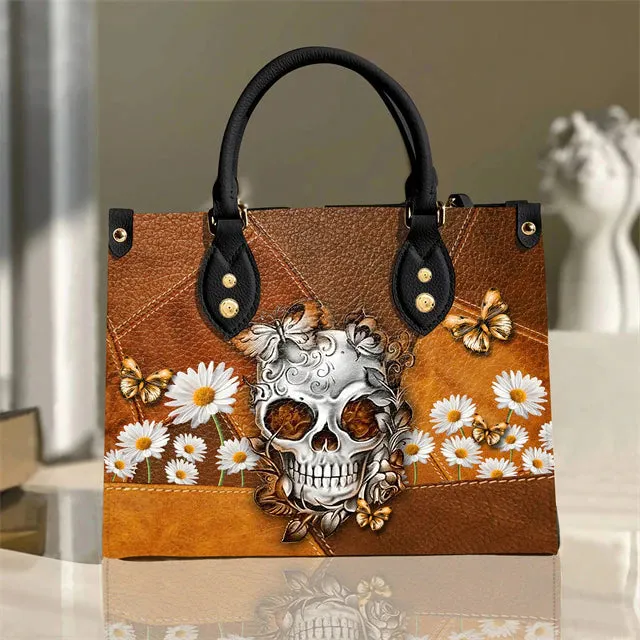 Christianart Personalized Gifts For Women, Purple Skull Leather Bag Handbag Purse for Women Fashion Small Casual Tote Luxury Shoulder Messenger Bolsa Female.