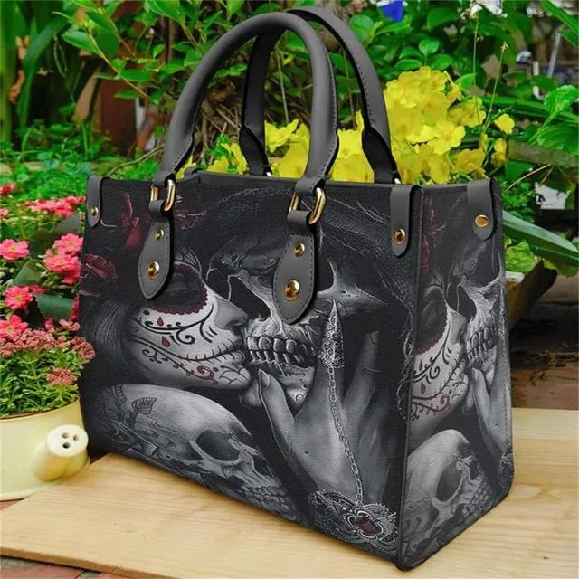 Christianart Personalized Gifts For Women, Purple Skull Leather Bag Handbag Purse for Women Fashion Small Casual Tote Luxury Shoulder Messenger Bolsa Female.