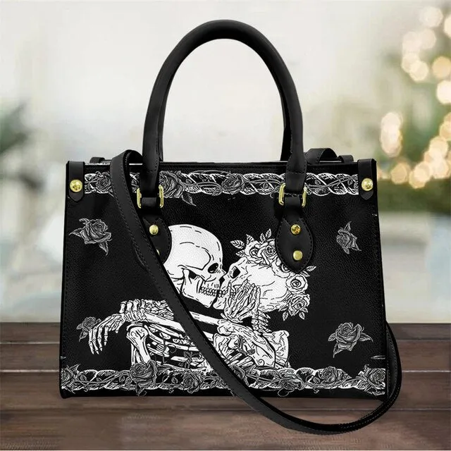 Christianart Personalized Gifts For Women, Purple Skull Leather Bag Handbag Purse for Women Fashion Small Casual Tote Luxury Shoulder Messenger Bolsa Female.